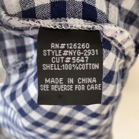 Velvet Heart plaid navy and white button down large cotton - Picture 6 of 7